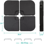 VECELO 4-Piece Heavy-Duty Cantilever Offset Patio Umbrella Base/Stand Outdoor, Square Plate Set with Lock Pins, Easy-Fill Spouts for Water/Sand, for Garden, Backyard and Poolside, Black