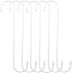 6 Pack 10 inch White Steel Heavy-Duty S Hooks for Kitchen, Bathroom, Garage, Outdoor, Hangers, Towel, Utility, Food, Wall Mount, Decoration, Key Holder, Hat, Plant
