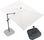 PURPLE LEAF 9' X 11.5' Patio Umbrella with Base Outdoor Cantilever Rectangle Umbrella Offset Umbrella with 360-degree Rotation for Garden Deck Pool Patio White