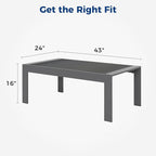 Modern Aluminum Outdoor Coffee Table, All-Weather Metal Rectangle Table for Patio, Balcony or Garden, Dark Grey