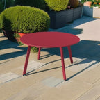 Grand patio Round Steel Patio Coffee Table, Weather Resistant Outdoor Large Side Table, (Red, 1PC)