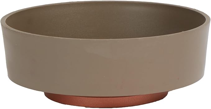The HC Companies 8 Inch Round Plastic Succulent Capri Bowl 8"x8"x3" in Artisan Taupe with Copper Bottom Color