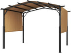 VEVOR 10 x 10 ft Outdoor Pergola, Arched Top Metal Pergola, Retractable Pergola with Sun Shade Canopy, Large Patio Shelter Pavilion, Heavy Duty Garden Pergola for Deck Backyard Porch Poolside