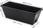 LEXININ 6 Pack 17 Inch Black Plastic Rectangular Window Planter Box, Window Vegetable Planter Box with Trays, Rectangular Flower Pots for Windowsill, Garden, Balcony, Patio, Black