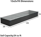 12x2x1ft(2 Pack) Galvanized Raised Garden Bed,Outdoor Planter Box Metal Patio Kit Planting Bed for Vegetables Flowers Herb,Black