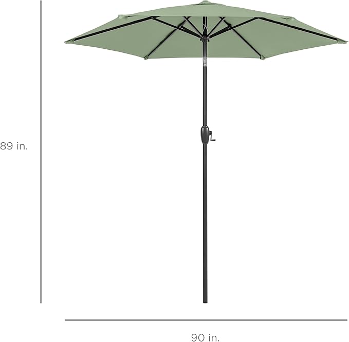 Best Choice Products 7.5ft Heavy-Duty Round Outdoor Market Table Patio Umbrella w/Steel Pole, Push Button Tilt, Easy Crank Lift - Sage Green