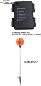 Battery Powered Garden Sports Ball Theme Party Stake Lights Basketball LED Landscape Path Lights Indoor/Outdoor Christmas Festival Home Patio Decoration Lamps