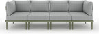 Sundale Outdoor 4 Pieces Patio Furniture Set, Metal Sectional Sofa Patio Conversation Set with 6 Inch Cushions, Modern Patio Corner Couch for Balcony, Porch, Sunroom