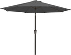 MEWAY 9ft Patio Umbrella Outdoor Table Umbrellas with Push Button Tilt and Crank, Market Umbrella 8 Sturdy Ribs for Deck, Garden, Pool and Backyard, Gray
