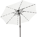 JEAREY 9FT Outdoor Patio Umbrella with Solar Lights, LED Lighted Pool Umbrella with Tilt and Crank, Outdoor Table Umbrellas for Deck, Yard & Market (Cream White)