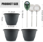 2 Pack 11 Inch Plant Pots with LED Grow Lights,Grey Indoor Flower Pots with Full Spectrum Dimmable Grow Lights,Drainage Holes & Plug,Soil Moisture Meter Included