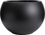 10 H x 14" Dia (10" Pot Opening) Round Fiberstone Planter with Drainage Hole, Black, Indoor/Outdoor Large Plant Pot for Home Patio Garden, Ideal for Large Plants