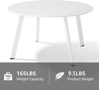 Patio Round Table - Metal Outdoor Coffee Table, Weather Resistant, Anti-Rust - White