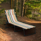 Outsunny Folding Chaise Lounge Chair, Patio Sun Tanning Chair, Outdoor Chaise Lounger with 4-Position Reclining Back, Breathable Mesh Seat for Beach, Poolside, Yard, Rainbow Striped