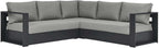 Modway Tahoe Aluminum 3-Piece Outdoor Patio Furniture Gray, Modular Sectional Sofa Set with Weather-Resistant Cushions, Ideal for Deck, Backyard Poolside