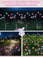 Albelt Easter Day Decorations Outdoor, 6 Pack Solar Firefly Lights Outdoor, 48 LED Waterproof Pastel Solar Garden Lights with 2 Modes for Easter Day Spring Yard Patio Pathway Decorations (Multicolor)