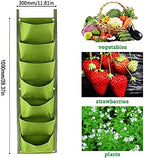 LITLANDSTAR Hanging Planter Bags, 2 Pack 7 Pocket Hanging Vertical Wall Planter Planting Grow Bags Outdoor Indoor Gardening Vertical Greening Flower Container, Planting Bags Storage Bags(Green)