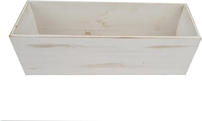 Efavormart 18"x6" Whitewash Wood Planter Box with Plastic Liner, DIY Rustic Rectangle Wooden Box for Succulents, Wedding Table Centerpieces and Farmhouse Party Decor