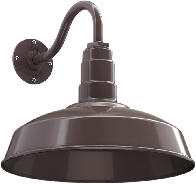 Wall Lights: 16-Inch Dark Bronze Steel Farmhouse Barn Light