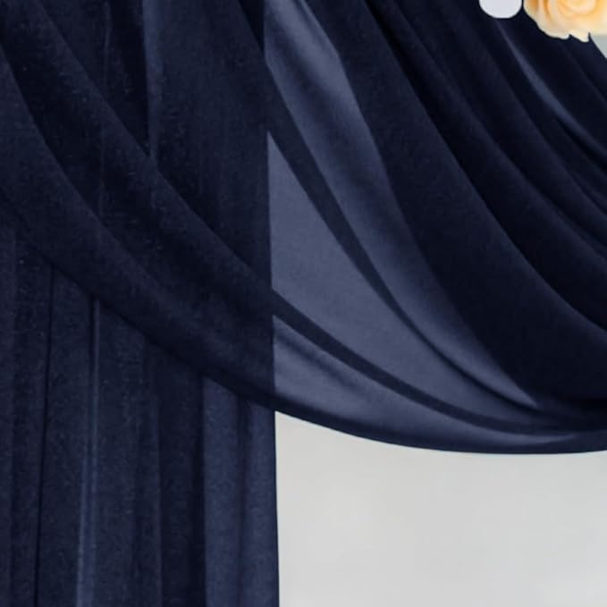 Sheer Outdoor Curtains, Navy Blue Gauze, 4 Panels 29 x 20 Ft