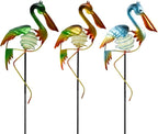 3Pcs Pelican Decorative Garden Stakes, 56.5''H Waterproof Glow in The Dark Metal Yard Decor,Luminous Spring Decorative Garden Stakes for Lawn Patio Pathway
