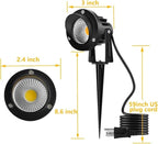Romwish 120V LED Landscape Spotlights, 10W Outdoor Spotlights for Yard, 3000K Warm White, 120V AC Spot Light with Ground Spike, Waterproof Landscape Lighting for House Garden Lawn Decorative - 4 Pack