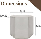 COSIEST Concrete Accent Table, Hexagon Patio Side Table 14.5''Wx12''H, Modular Design Indoor Outdoor End Table, Light Grey