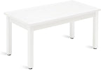 LUE BONA Outdoor Coffee Table Rectangle, HDPS Patio Coffee Tables for Outside, All Weather Patio Coffee Table with Slatted Tabletop for Deck, Garden, Balcony, Indoor or Outdoor Use, White