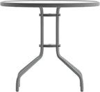 Flash Furniture Bellamy 31.5'' Round Indoor/Outdoor Tempered Glass Metal Frame Side Table, Silver