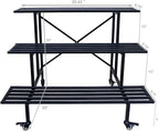 Zhongma 3 Tier Sturdy Metal Plant Stand with Wheels, L35.43 x W26 x H26 inch, Heavy Duty Plant Holder for Home Indoor and Outdoor, 660 LBS Capacity & Heavy Duty Construction