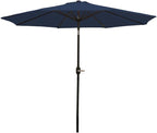 Sunnydaze Outdoor Patio Umbrella - Polyester Table Market Umbrella with Push-Button Tilt and Crank - 8 Sturdy Ribs - Navy Blue - 9ft