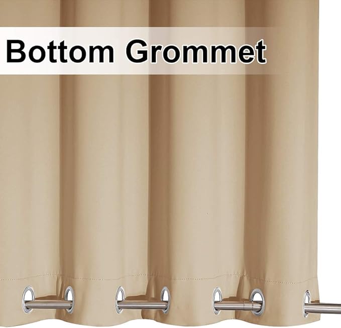 NICETOWN Outdoor Curtain for Patio Waterproof, Sunlight Block Rustproof Grommet Top and Bottom Windbreak, Thick Enough Protect You from Sun/Rain for Deck, Biscotti Beige, 52 Wide x 108 Long, 1 Piece