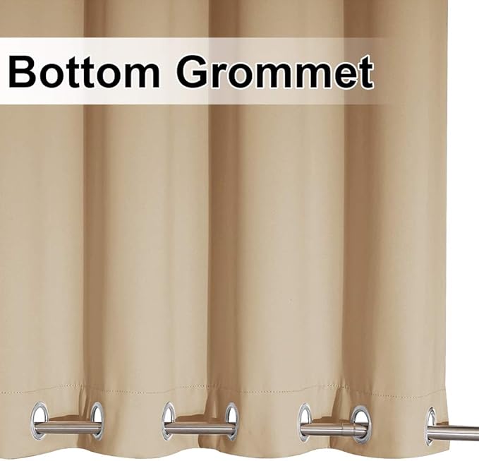 NICETOWN Outdoor Curtain for Patio Waterproof, Sunlight Block Rustproof Grommet Top and Bottom Windbreak, Thick Enough to Keep Sun/Rain Out for Deck, Biscotti Beige, W52 x L120, 1 Piece