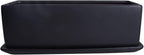Vencer 12 Inch Rectangular Modern Minimalist Ceramic Succulent Planter Pot - Window Box with Saucer,Office Desktop Potted Stand,Black,VF-0135B