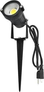 GSS6005 Plug in Spotlight Outdoor, 5W LED Landscape Spotlight 120V, 3000K Warm White, Metal Construction with Ground Stake, 3ft Cord and Plug, Black