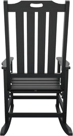 Oversized Rocking Chair Set of 4, Outdoor Rocking Chair for Adults, All Weather Resistant Porch Rocker for Lawn Garden, Black