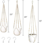 3 Pack Macrame Plant Hanger,Hanging Plant Holder, Boho Home Decor Hanging Basket with Wood Beads,Hanging Planters for Indoor Plants,Plant Hanger Indoor 35"/29"/23" Ivory (POTS NOT Included)