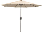 MEWAY 9ft Patio Umbrella Outdoor Table Umbrellas with Push Button Tilt and Crank, Market Umbrella 8 Sturdy Ribs for Deck, Garden, Pool and Backyard, Cream Beige