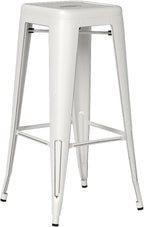 Furmax 30 Inch Metal Bar Stools Set of 4, Counter Height Backless Stools, Industrial Bar Chairs Patio Stool Stackable Backless Stool for Kitchen/Dining Room/Bistro Indoor Outdoor (Distressed White)