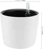 5 Pack 7 Inch Self Watering Planter for Indoor Plants, White Decorative Round Plastic Self Watering Pots with Level Indicators for Soil Planting, Flowers, Herb, African Violet, Succulent