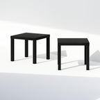 Furinno Classic Coffee Table Set of 2, Square Modern Coffee Table with Triple Thick Tabletop, Side Table with 4 Legs, for Living Room, Bedroom, Home Office, Black