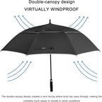 G4Free 47/54/62/68/72 Inch Automatic Open Golf Umbrella Oversize Extra Large Double Canopy Vented Windproof Waterproof Stick Umbrellas
