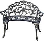 Mandolin Outdoor Park Garden Chair,All Chair Anti Rust Cast Aluminum Patio Yard Bench,Carved Rose Loveseat Bench for Backyard .Porch.Balcony.Lawn (Copper)