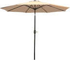 Sunnydaze Outdoor Patio Umbrella - Polyester Table Market Umbrella with Push-Button Tilt and Crank - 8 Sturdy Ribs - Beige - 9ft