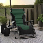 Best Choice Products Oversized Padded Zero Gravity Chair, Folding Outdoor Patio Recliner, XL Anti Gravity Lounger for Backyard w/Headrest, Cup Holder, Side Tray, Polyester Mesh - Forest Green