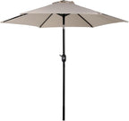 Sunnydaze Outdoor Patio Umbrella - Polyester Table Market Umbrella with Push-Button Tilt and Crank - 6 Sturdy Ribs - Beige - 7.5ft