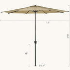 Abba Patio 11FT Lyon Outdoor Patio Umbrella Outdoor Table Umbrella with Push Button Tilt and Crank Market Umbrella 8 Sturdy Ribs UV Protection Waterproof for Garden Deck Backyard Pool Tan