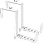 Planter Box Brackets, Adjustable Flower Box Brackets for Deck Railing, 2 Pack No Drill Window Box Bracket for Outdoor Planters-White