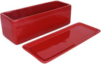 Vencer 14 Inch Rectangular Modern Minimalist Ceramic Succulent Planter Pot - Window Box with Saucer,Office Desktop Potted Stand,Red,VF-0173R
