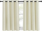 NICETOWN Blackout Kitchen Window Curtain 45 inches Length - Thermal Insulated Solid Grommet Sound & Light Reducing Room Darkening Drape for Bathroom (Beige, 1 Panel, W52 x L45)